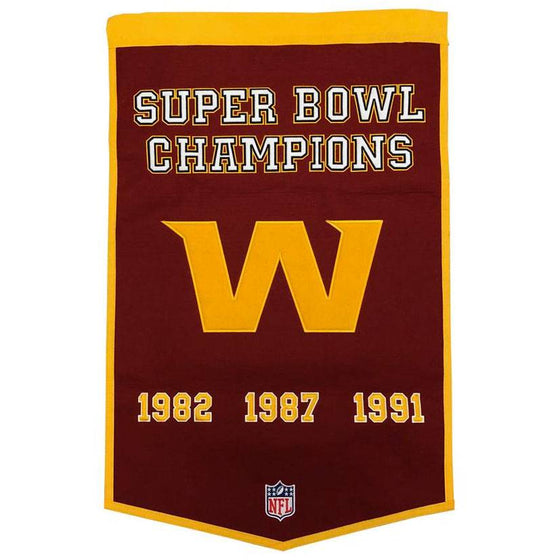 Washington Redskins Super Bowl Dynasty Banner 24"x36" Wool Embroidered - 757 Sports Collectibles