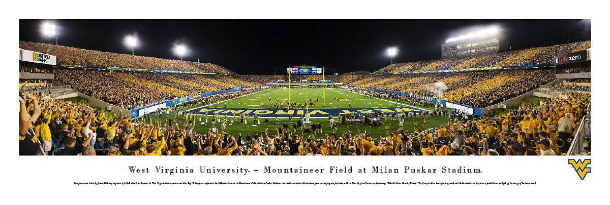 West Virginia Football - Stripe End Zone - Unframed - 757 Sports Collectibles