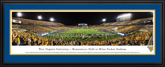 West Virginia Football - Stripe End Zone - Deluxe Frame - 757 Sports Collectibles