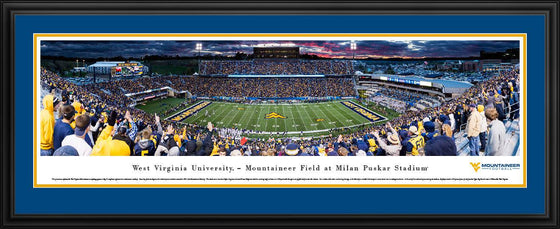 West Virginia Football - 50 Yard Line - Deluxe Frame - 757 Sports Collectibles