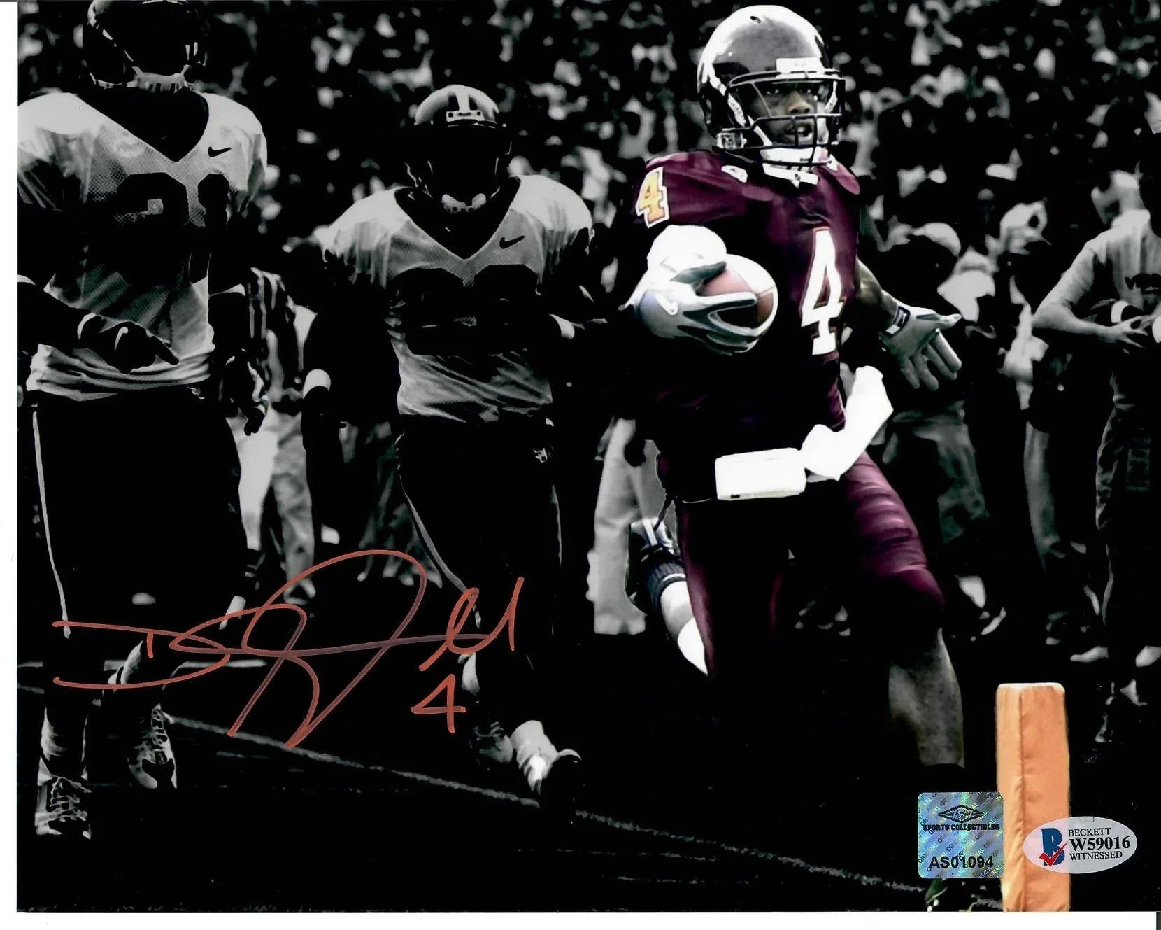 Virginia Tech Hokies Deangelo Hall Signed Auto 11x14 Photo BAS W COA