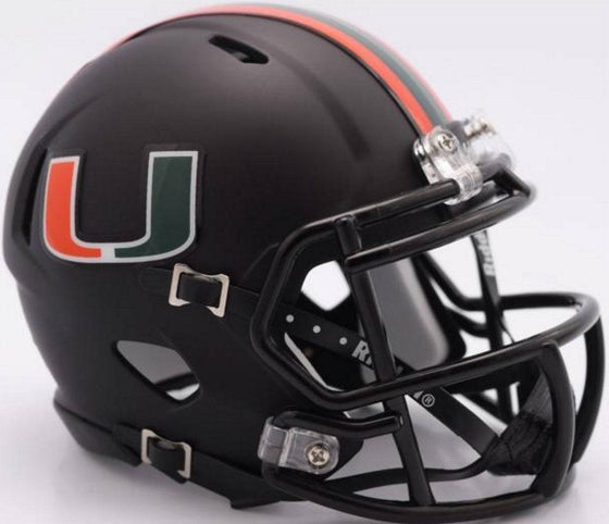 Miami Hurricanes "Miami Nights" Black Speed Mini Helmet - 757 Sports Collectibles