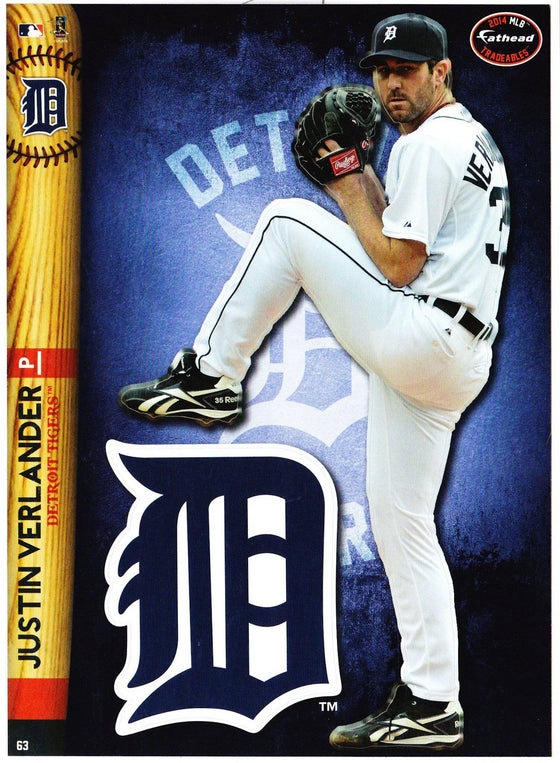 MLB Detroit Tigers Justin Verlander Fathead Tradeable Decal Sticker 5x7 - 757 Sports Collectibles