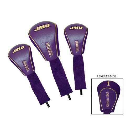 James Madison Dukes 3 Pack Contour Headcovers - Driver, 3 Wood, X Wood - Purple