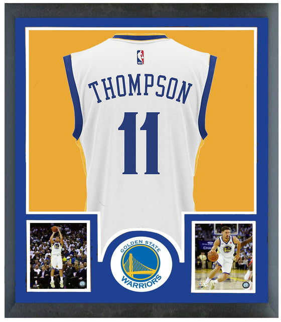 Golden State Warriors Klay Thompson Framed White Jersey Piece 35x43 - 757 Sports Collectibles