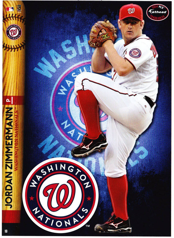 MLB Washington Nationals Jordan Zimmerman Fathead Tradeable Decal Sticker 5x7 - 757 Sports Collectibles