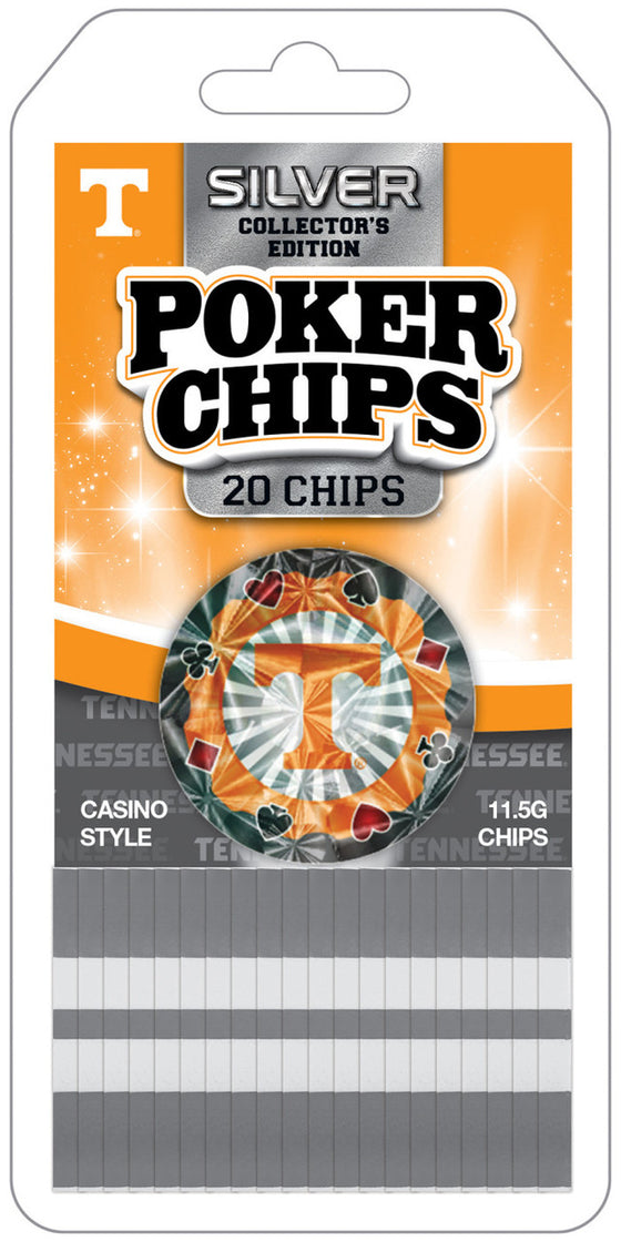 Tennessee Volunteers 20 Piece NCAA Poker Chips - Silver Edition