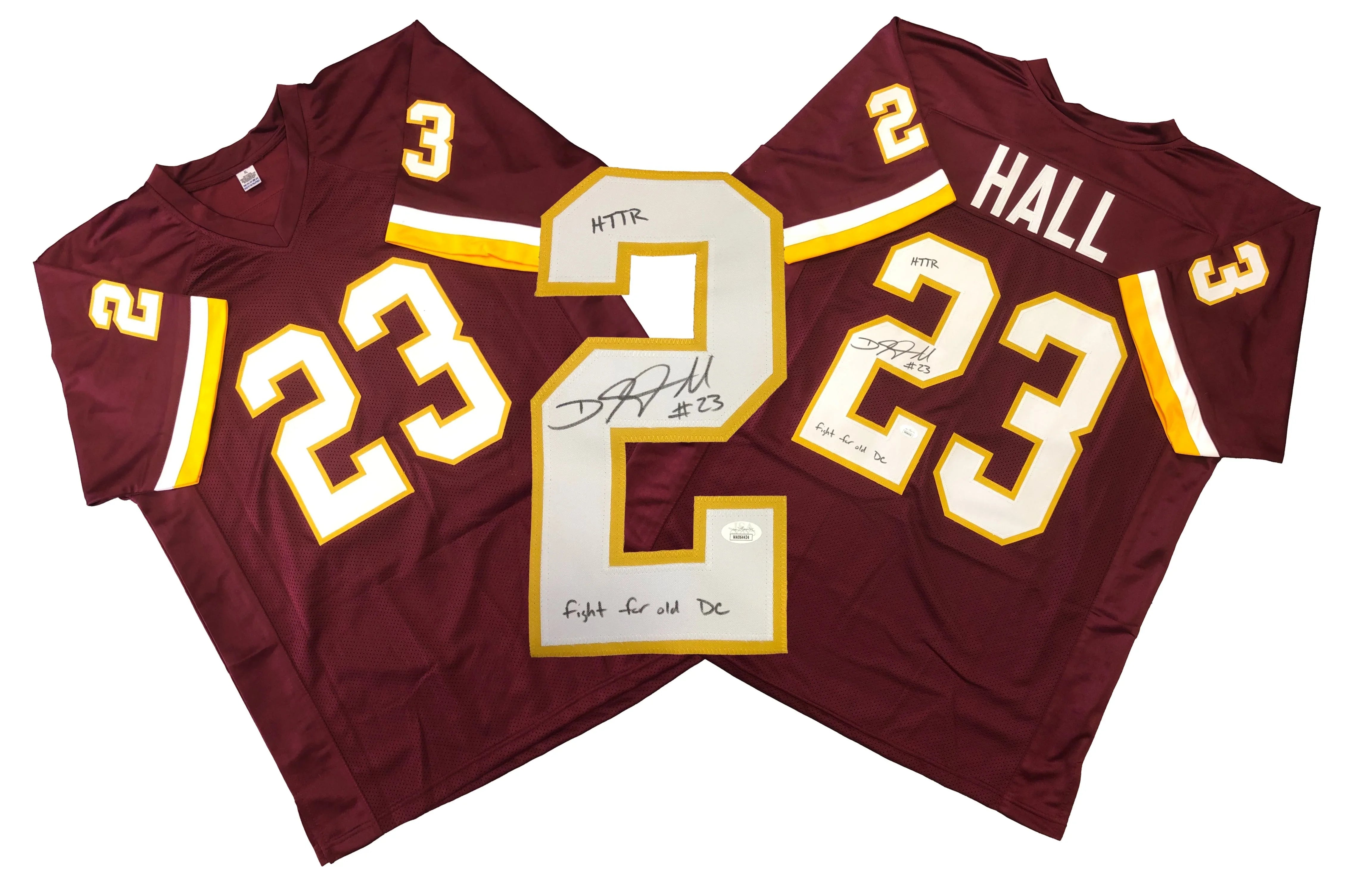 Washington Commanders DeAngelo Hall "Old DC" Signed Auto Custom Burgundy Jersey JSA COA - 757 Sports Collectibles